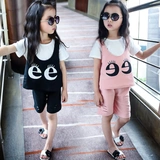 女童2016夏装新款套装韩版宝宝儿童夏季衣服童装女孩短袖短裤背心