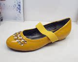 39码韩国圣恩熙专柜正品AD383-308168黄色牛漆皮亮钻低跟女单鞋