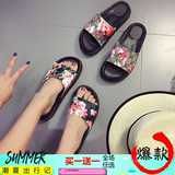 韩版时尚印花拖鞋女夏季防滑厚底浴室外穿夏天室内外家居家用拖鞋