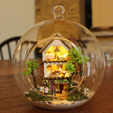 手工diy小屋 拼装模型带灯小别墅玻璃球创意礼物 迷你岛屿森林梦