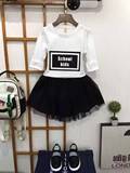 童装2016秋季新款大童 女童套装韩版儿童字母长袖t恤欧根纱短裙