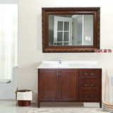 欧式浴室镜实木仿古美式卫生间镜子壁挂镜玄关镜化妆镜服装店镜