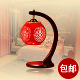 景德镇陶瓷中式灯具复古台灯现代简约卧室床头婚庆创意时尚个性红