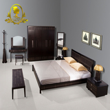 现代简约橡木皮艺床1.8米/1.5米卧室婚床北欧大床时尚后现代家具