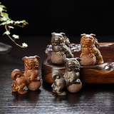瓷道有家 陶瓷茶具复古精品仿石狮双狮戏珠套组茶宠茶盘摆设配件
