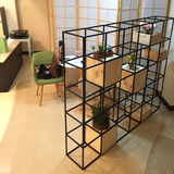 定做 铁艺植物架创意办公室餐厅格子铁架子绿植室内隔断屏风花架