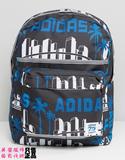 英国代购正品adidas 阿迪达斯 都市棕榈树印花双肩背包男包电脑包