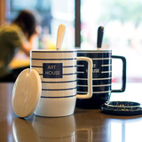 经典星巴克个性潮流欧式陶瓷马克杯牛奶咖啡杯办公室带盖勺水杯子