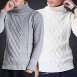 冬季韩版修身高领毛衣男加厚套头青年可翻高领羊毛针织衫纯色潮流