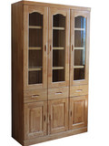 橡木书柜 简约现代书柜 实木书柜 带抽屉 橡木三门 两门书柜实木