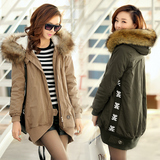 森马2013新款以韩版女装中长款棉衣加厚纯毛绒大衣外套