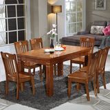 实木餐桌椅组合简约橡木西餐桌6人小户型长方形饭桌宜家组装家具