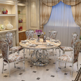 大理石餐桌 欧式高档圆形6人餐台 现代圆桌简约不锈钢餐桌椅组合