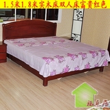 实木床单双人床1.5米1.8米床地暖床高箱低箱床富贵红色大床气压床