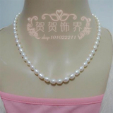 包邮天然珍珠项链颈链正品 白色米形强光淡水珍珠批发 银扣送妈妈