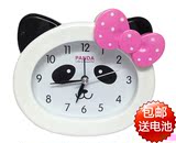 卡通熊猫桌面小闹钟 可爱儿童学生时钟 创意礼品台钟 包邮送电池
