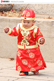 中国风唐装儿童男童秋冬季幼儿古装表演清朝五阿哥服装新年装丝绸
