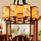 中式吊灯中国风古典羊皮实木艺仿古茶楼农庄大厅客厅餐厅大吊灯