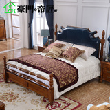 美式乡村全实木床1.8米深色 简约田园风格皮床欧式家具主卧奢华型