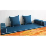 德馨亭纯蓝棉麻布艺红木沙发坐垫实木家具椅垫罗汉床垫靠枕套耐脏