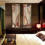 东南亚风格纯手绘油画家居客厅高档有框画装饰画 点线面抽象画