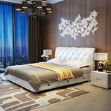 双人床2米2.2米大床榻榻米真皮床实木床储物床加长宽1.8/2.3 定制
