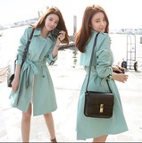女式风衣2016新款秋装韩版显瘦大码学生女中长款双排扣英伦外套