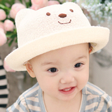 韩夏天儿童帽子宝宝遮阳帽1-2岁婴儿草帽6-12个月小孩太阳帽男女