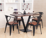 美式复古铁艺实木咖啡厅酒吧餐桌椅组合洽谈休闲户外长桌茶几特价