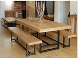 特价蜗居家具美式loft铁艺实木简单创意办公桌复古做旧餐桌椅组合
