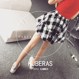 KUBERAS独家定制2016韩版新款腰系衬衫设计师风格假两件裙裤女特