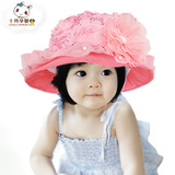 2016春夏新款韩版婴儿帽子公主帽太阳帽套头韩国女宝宝儿童帽1岁