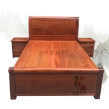 红木家具 缅甸花梨素面双人床 大果紫檀现代中式素面大床 实木床