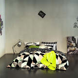全棉简约黑白四件套纯棉个性创意条纹格子床单床笠床上用品1.5m床
