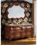 仿古卫浴柜组合奢华欧式浴室柜复古双盆1.5米大理石洗手盆柜实木