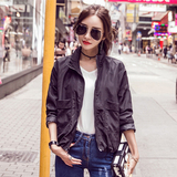 秋季新款韩版女装短款开衫时尚修身显瘦长袖百搭立领小夹克外套潮