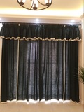 【东方印象】灰绿色带帘头   棉麻窗帘美式拼接成品定制客厅卧室