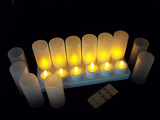 外贸爆款 可充电LED黄光蜡烛灯 带遥控器 情侣家居精美装饰
