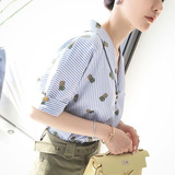 【现货】◆ZOWZOW◆呛口小辣椒 SUN系列菠萝条纹衬衫Z16117