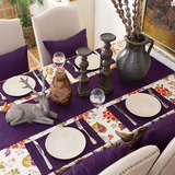 紫色艳丽大花全棉纯棉布艺桌布/桌台布/餐桌布盖布茶几布可定制