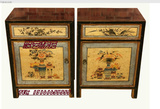 新中式实木出口手绘做旧床头柜角柜个性复古彩绘沙发边柜储物柜