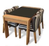 餐桌 宜家带玻璃餐桌椅组合 简约现代 北欧风格餐桌 浅胡桃色餐台