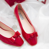 超显白的小红鞋~蝴蝶结平底鞋芭蕾舞单鞋平跟圆头女单鞋