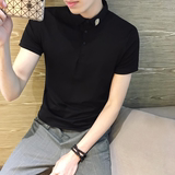 韩国潮流polo衫短袖 男青年学生修身小领日系微领潮牌t恤翻领英伦