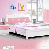 儿童床 烤漆床 1.2米实木床 1.5米单人床 橡木床白色高箱储物公主