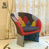 星威休闲沙发椅创意卧室布艺沙发欧式时尚设计师椅子酒店会所座椅
