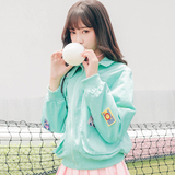 棒球服女春秋新款韩版学生学院风日系贴布长袖卡通短款夹克外套潮