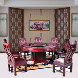 红木家具 1.38 1.53 1.80米餐桌组合 南美酸枝圆餐桌饭台9件套
