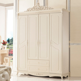 欧式衣柜 白色田园衣橱 实木整体组合四门衣柜 三门柜子 卧室家具