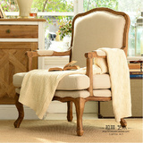 外贸出口单人沙发椅美式乡村休闲椅 法式复古橡木布艺家具定制